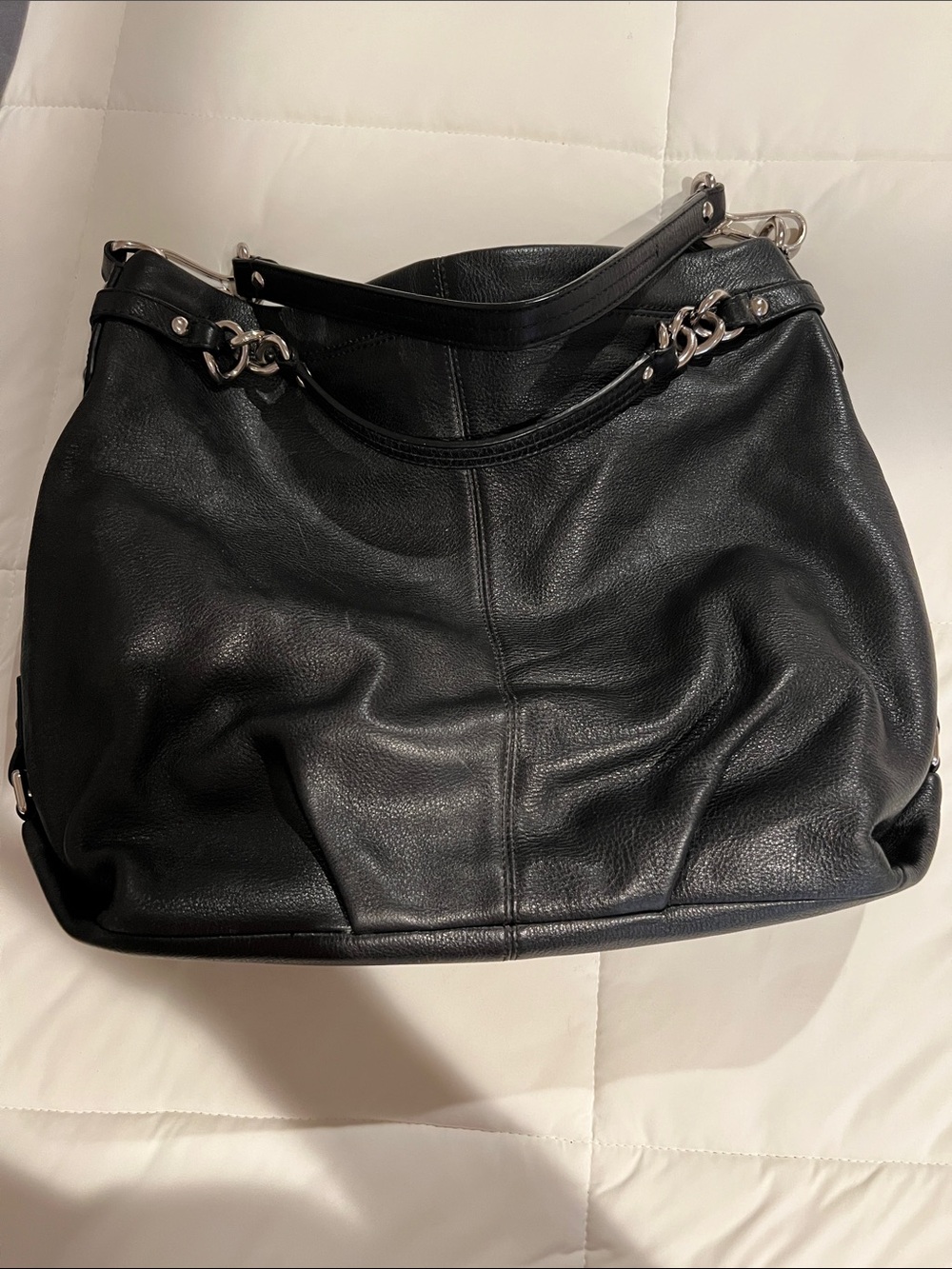 Coach Classic Black Leather Tote Handbag